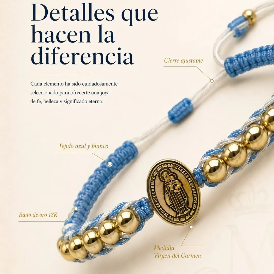 Virgen del carmen trenzada 18k