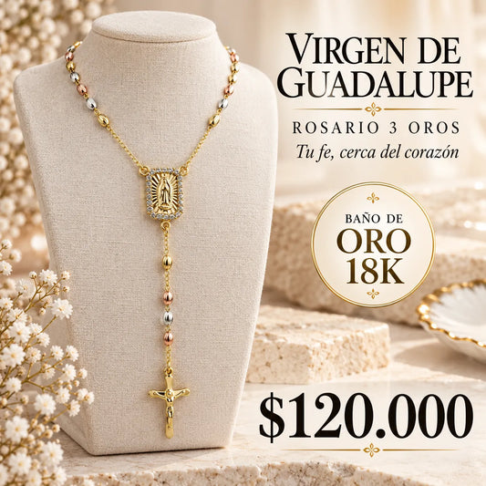 rosario virgen y cruz 3 oros