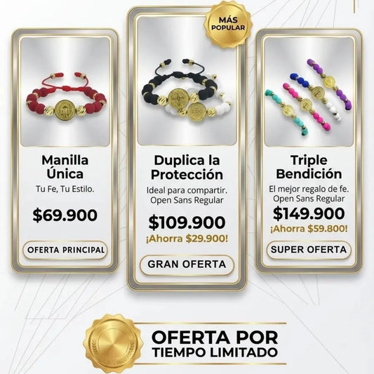 Manilla Protectora San Benito NEOPRENO Baño de oro 18k