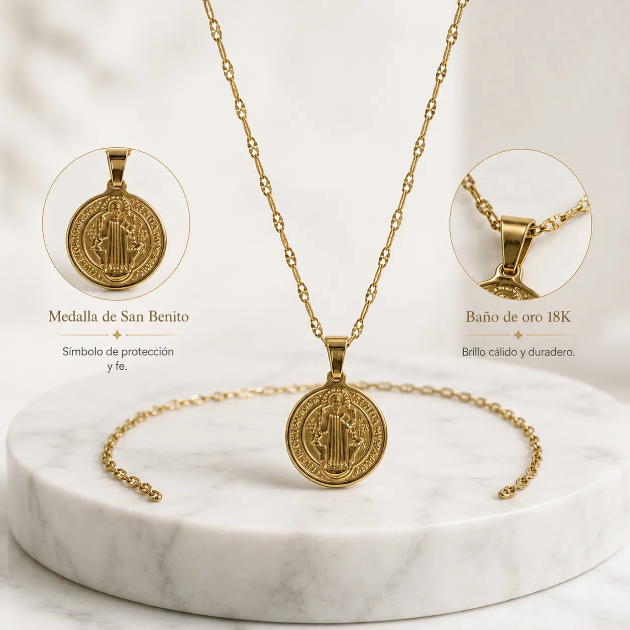 Combo San Benito Baño de oro 18k