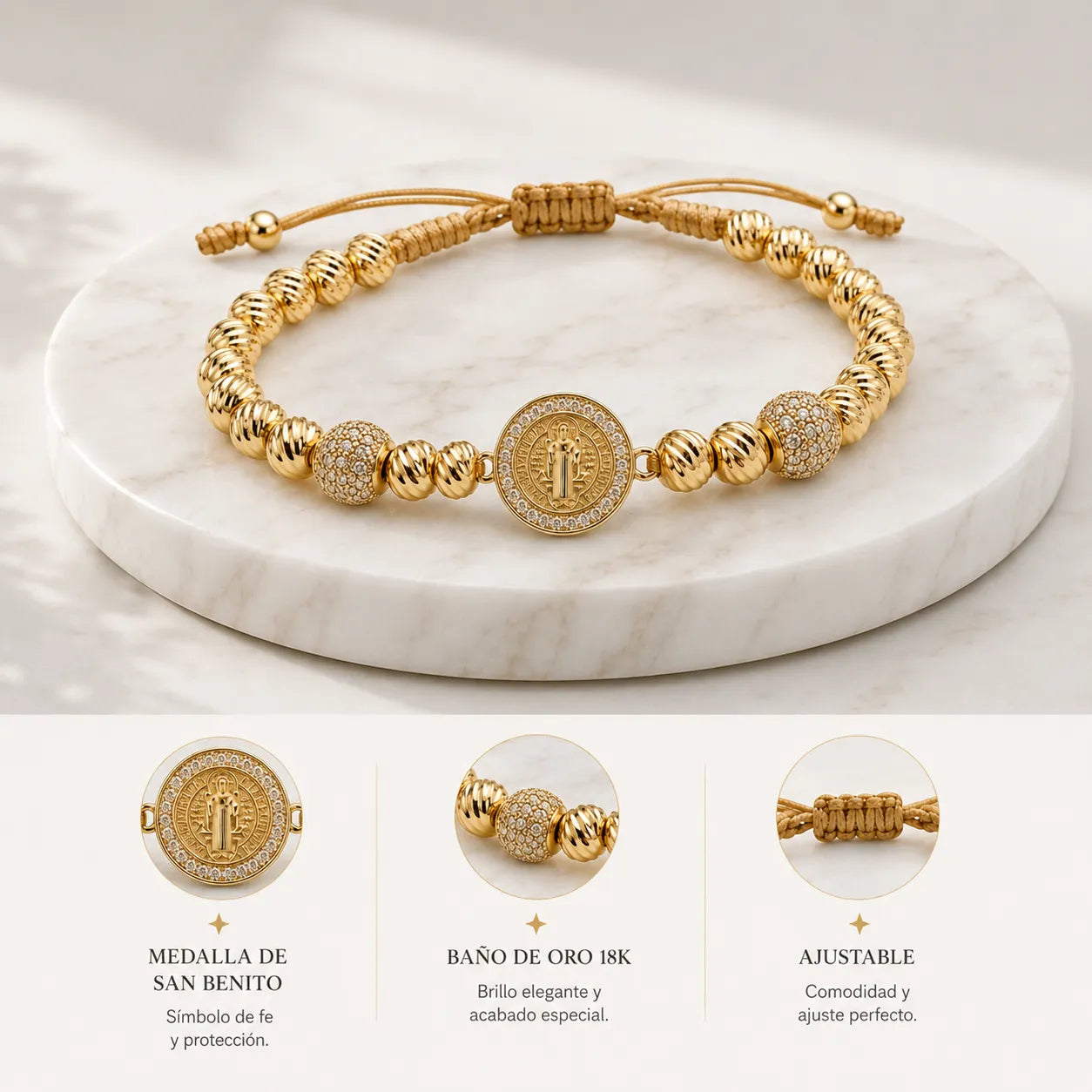 Combo San Benito Baño de oro 18k