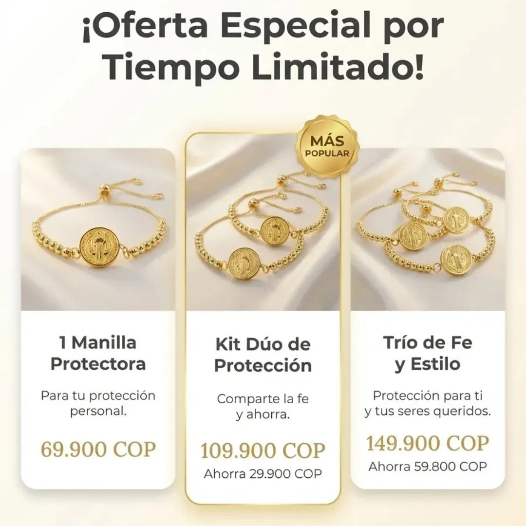 Manilla San Benito Baño en Oro 18K