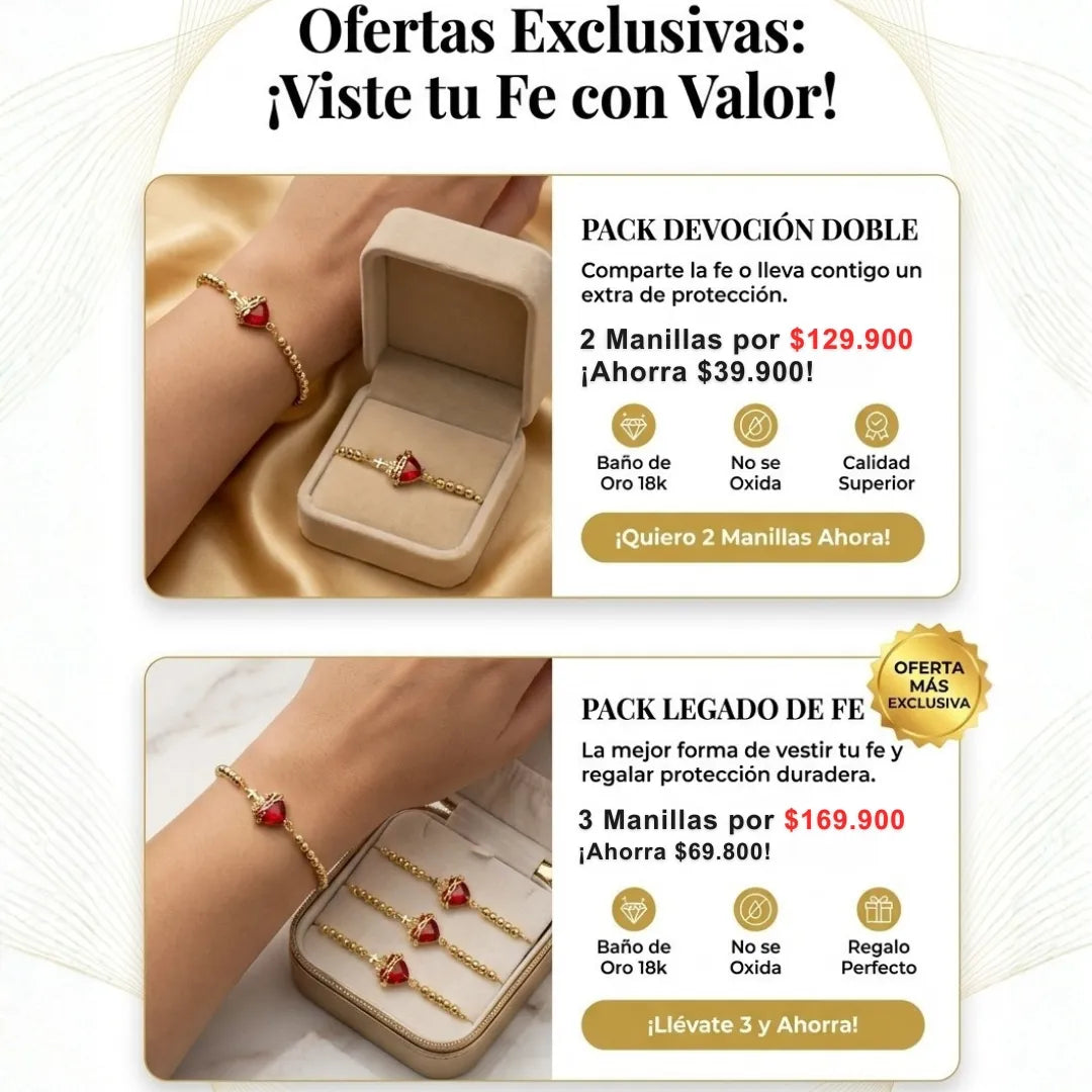 Pulsera Sagrado Corazón Baño en Oro 18K