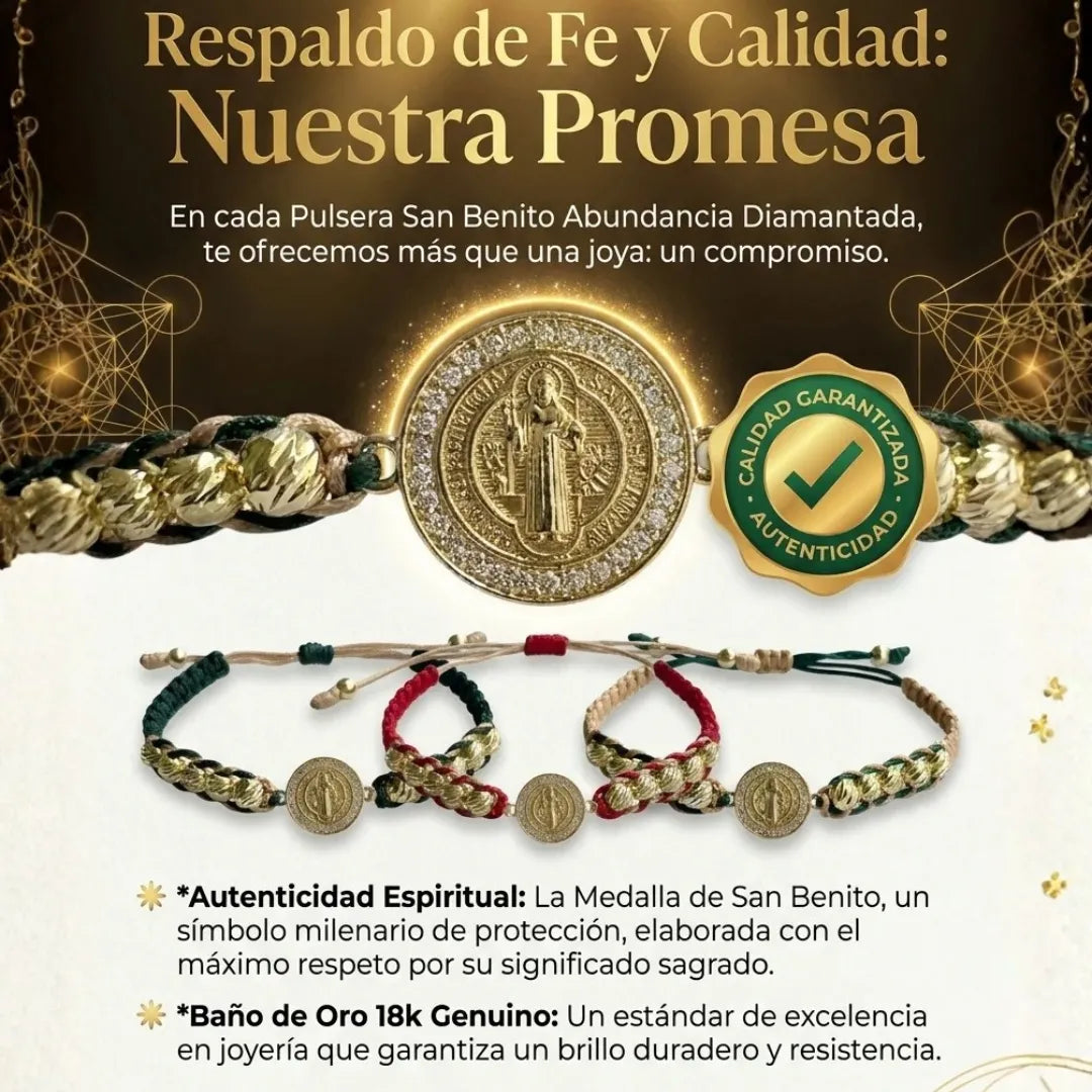 San Benito Abundancia Diamantada Baño de oro 18k