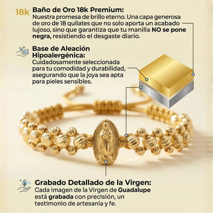 Manilla Virgen de Guadalupe La Patrona Baño de oro 18K