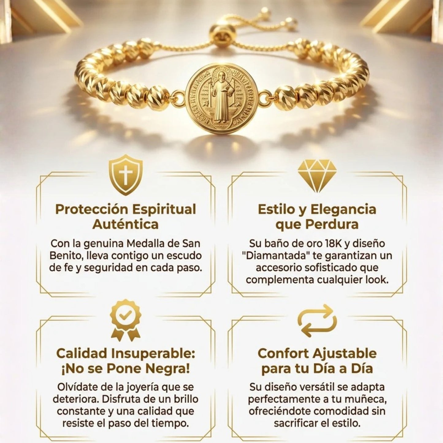 Pulsera San benito Diamantada 18k