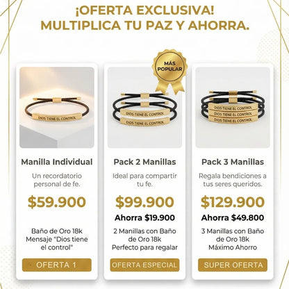 PULSERA DIOS TIENE EL CONTROL-Baño de oro 18k