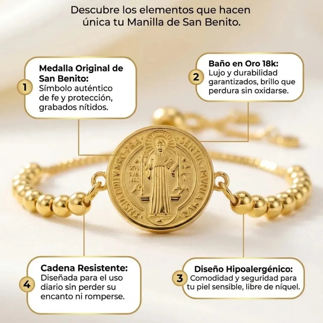 Manilla San Benito Baño en Oro 18K