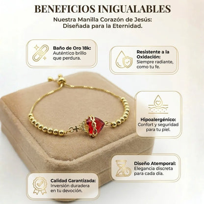 Pulsera Sagrado Corazón Baño en Oro 18K