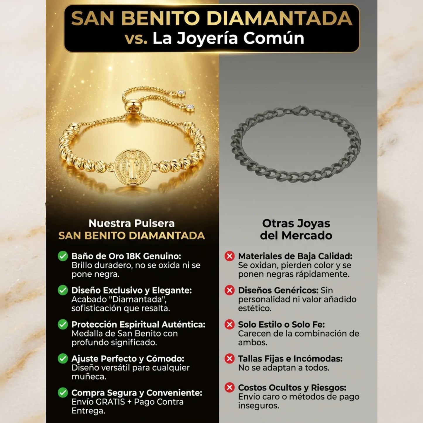 Pulsera San benito Diamantada 18k