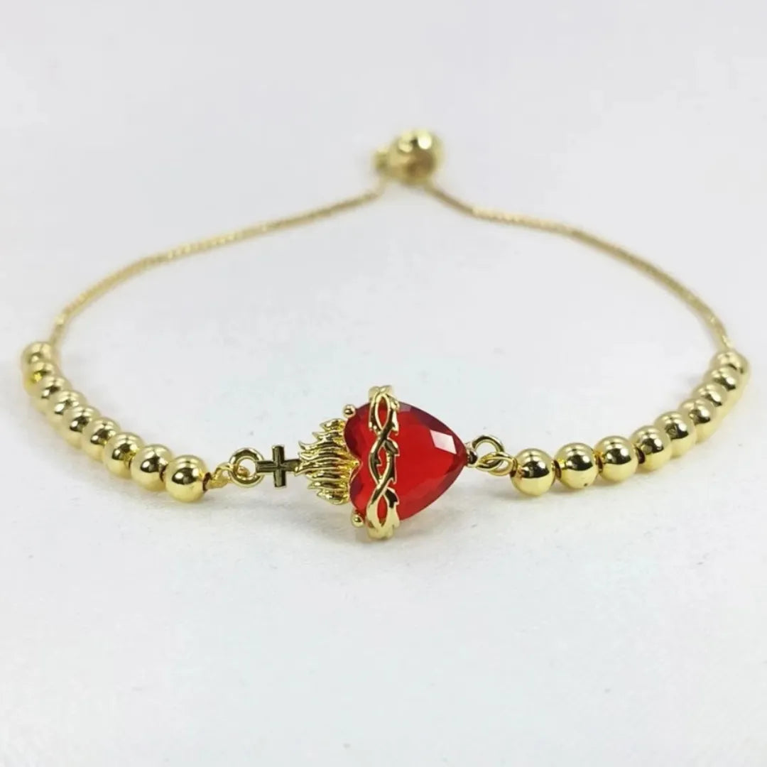 Pulsera Sagrado Corazón Baño en Oro 18K
