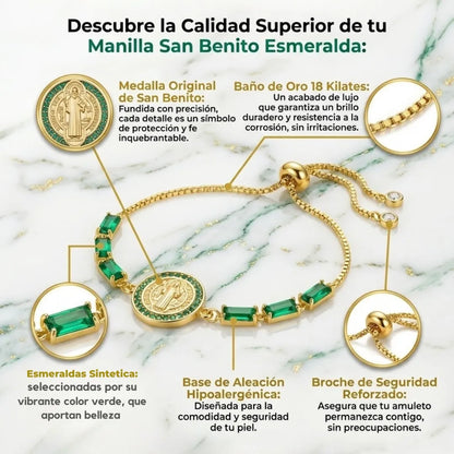 Manilla San Benito Esmeraldada Baño 18k