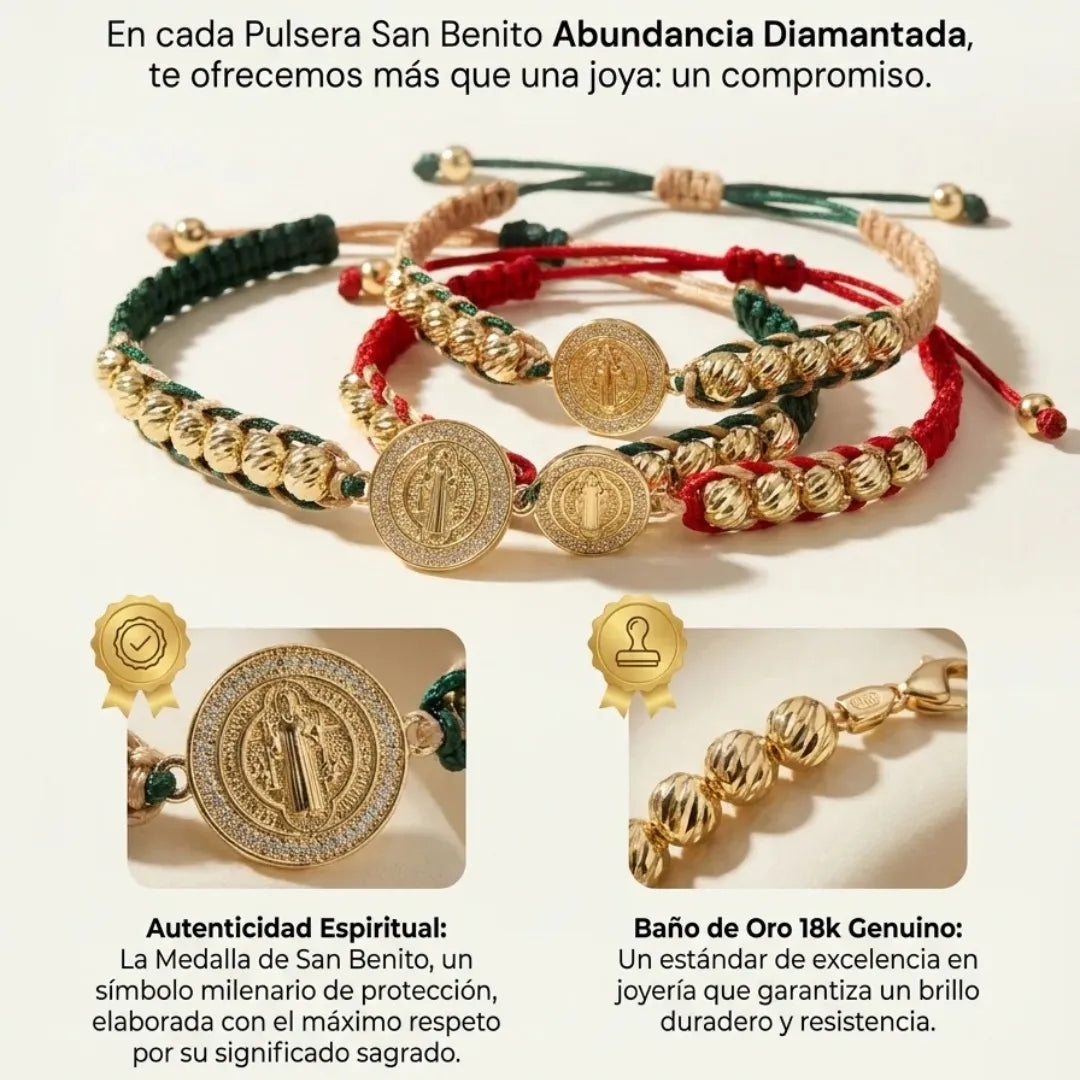 San Benito Abundancia Diamantada Baño de oro 18k