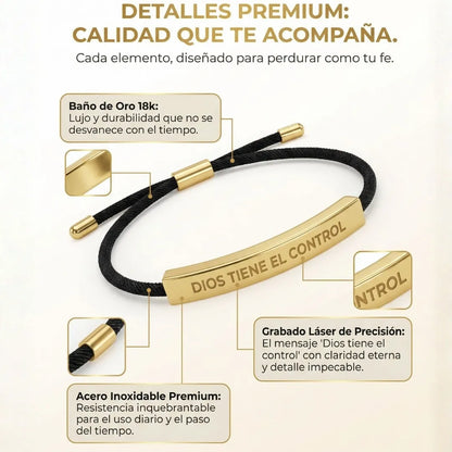 PULSERA DIOS TIENE EL CONTROL-Baño de oro 18k