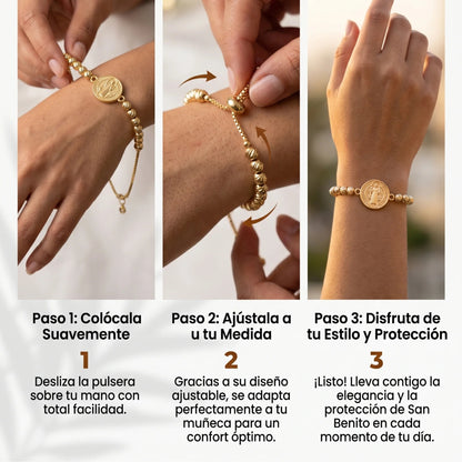 Pulsera San benito Diamantada 18k