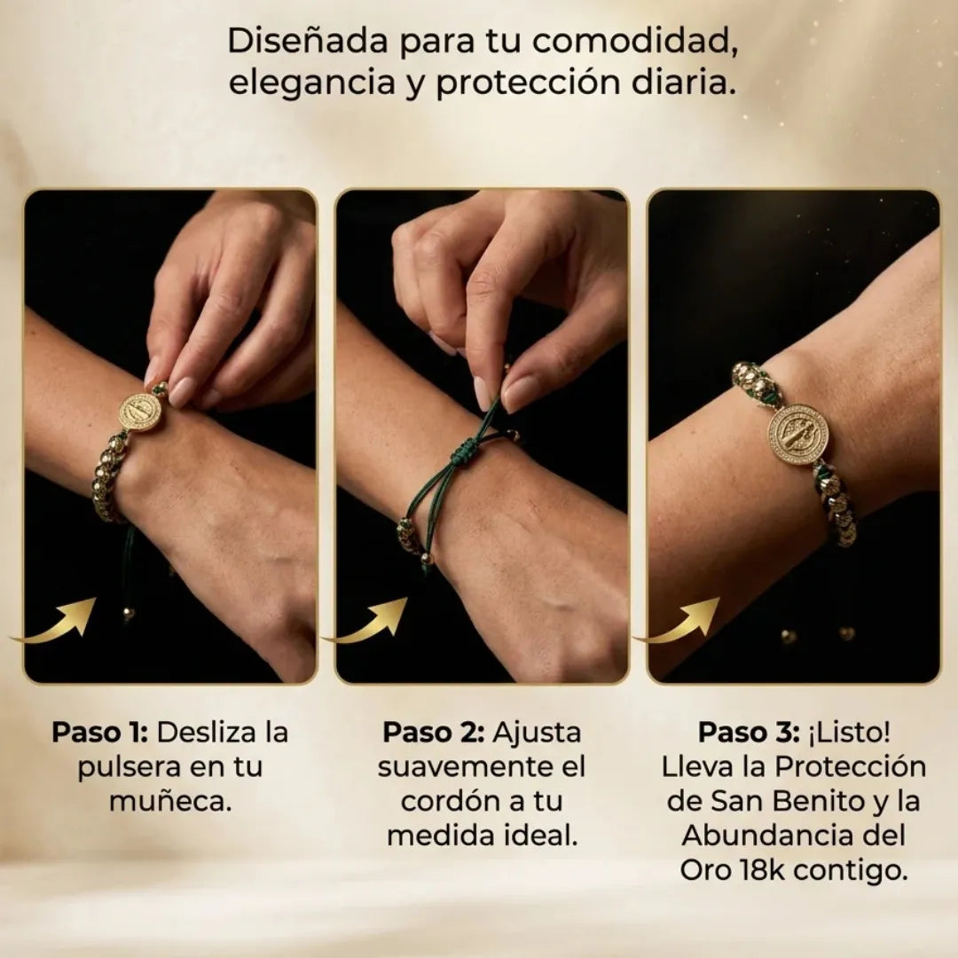 San Benito Abundancia Diamantada Baño de oro 18k