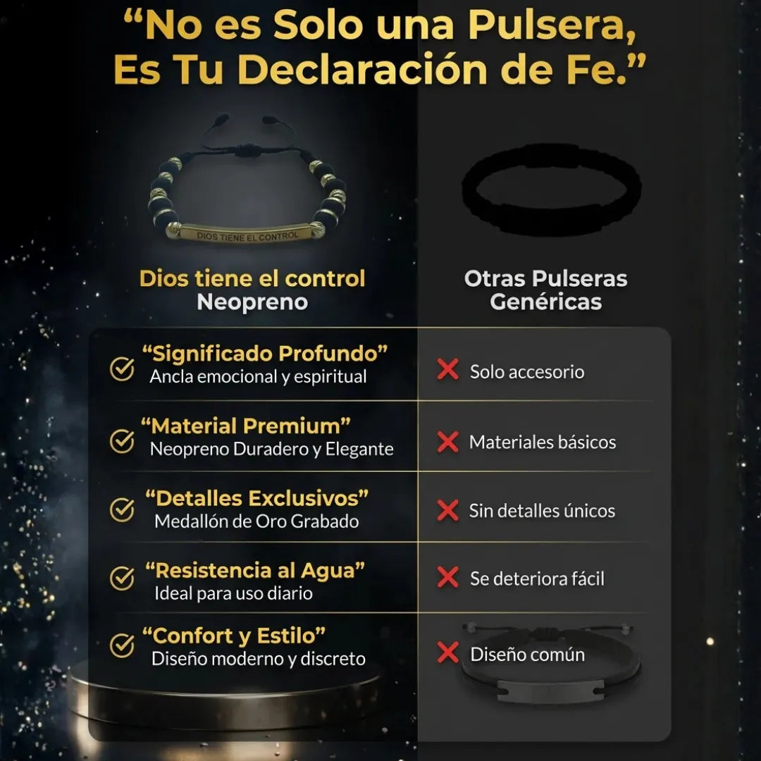 Dios tiene el control neopreno baño de oro 18k