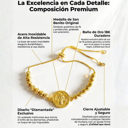 Pulsera San benito Diamantada 18k