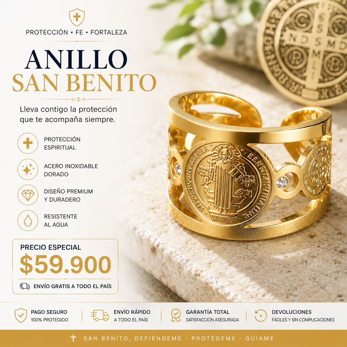 ANILLO SAN BENITO BAÑO ORO 18K