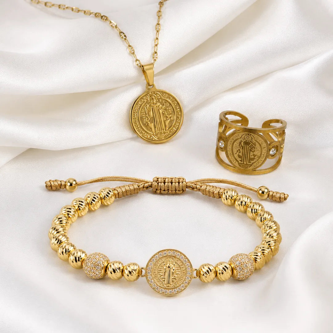 Combo San Benito Baño de oro 18k