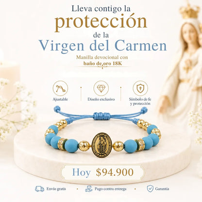 Virgen del carmen Neopreno Baño de oro 18k