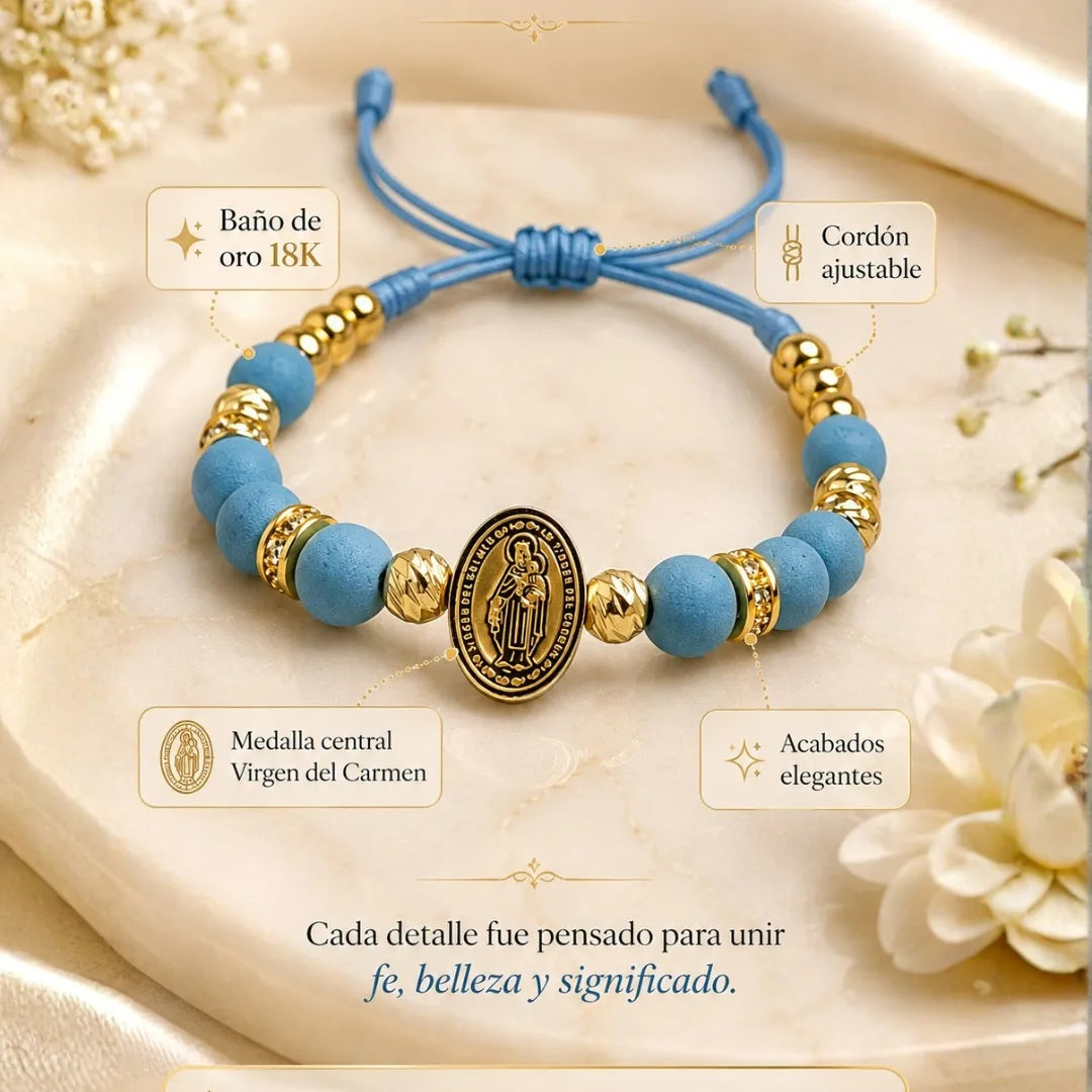 Virgen del carmen Neopreno Baño de oro 18k