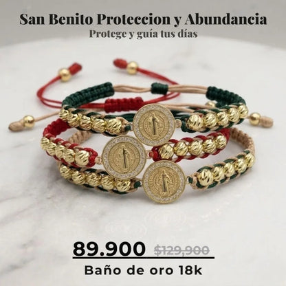 San Benito Abundancia Diamantada Baño de oro 18k