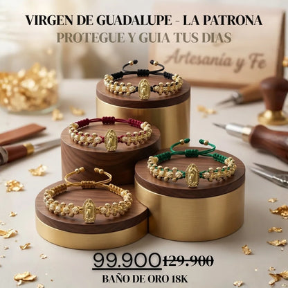 Manilla Virgen de Guadalupe La Patrona Baño de oro 18K