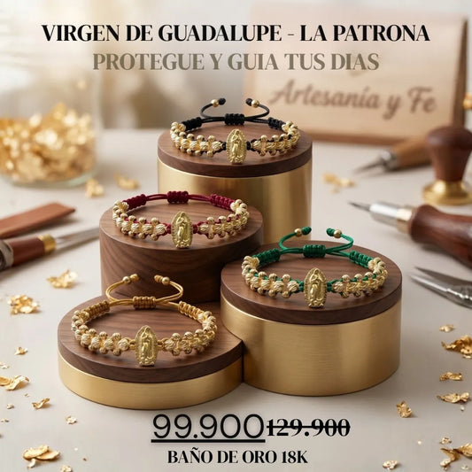 Manilla Virgen de Guadalupe La Patrona Baño de oro 18K