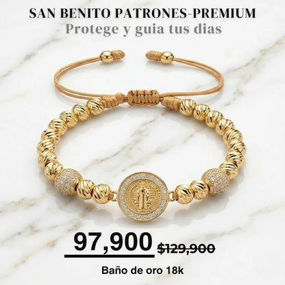 SAN BENITO PATRONES PREMIUN BAÑO DE ORO 18K