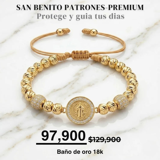 SAN BENITO PATRONES PREMIUN BAÑO DE ORO 18K
