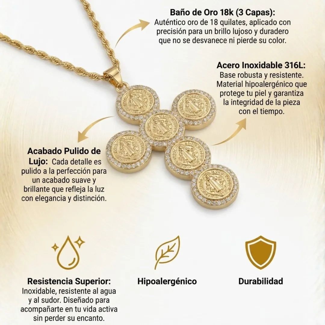 Collar Premiun San benito baño oro 18k