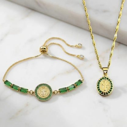 Combo Piedras Preciosas En Baño Oro 18K