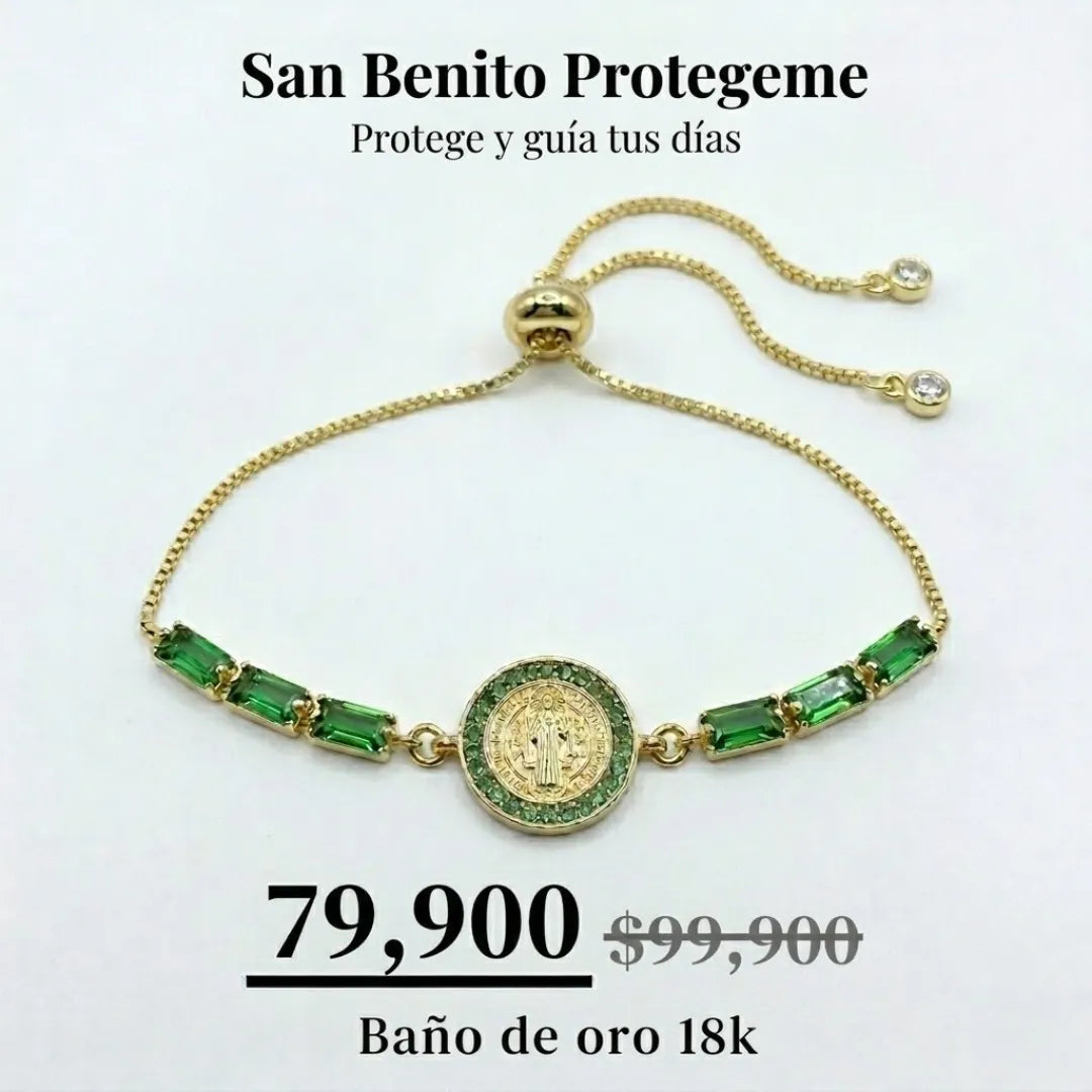 Manilla San Benito Piedras preciosas Baño 18k