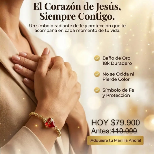Pulsera Sagrado Corazón Baño en Oro 18K