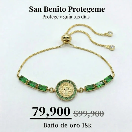 Manilla San Benito Esmeraldada Baño 18k