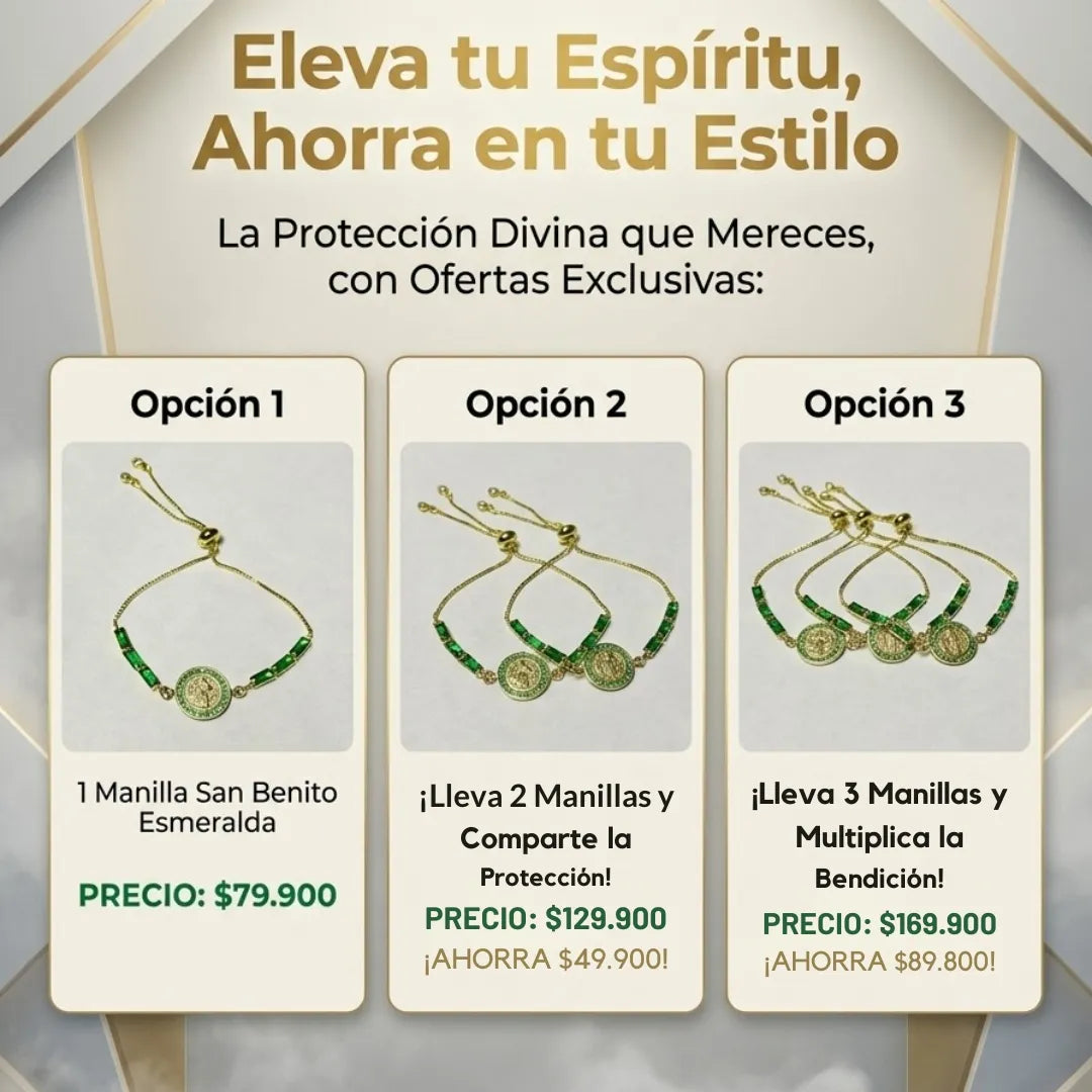 Manilla San Benito Esmeraldada Baño 18k