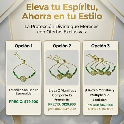 Manilla San Benito Esmeraldada Baño 18k