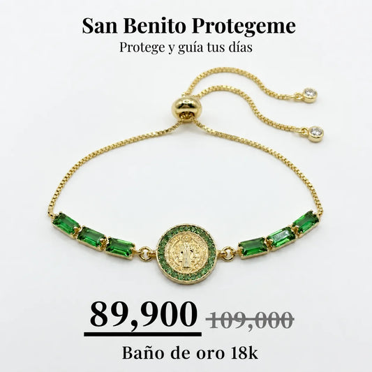 Manilla San Benito Piedras preciosas Baño 18k