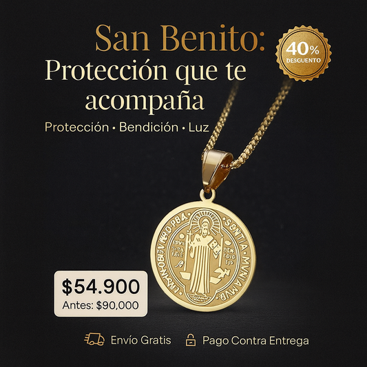 Collar San Benito Baño de oro 18k + Caja de regalo