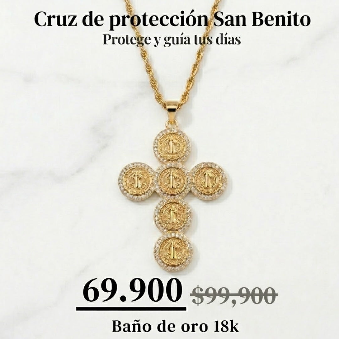 Collar Premiun San benito baño oro 18k