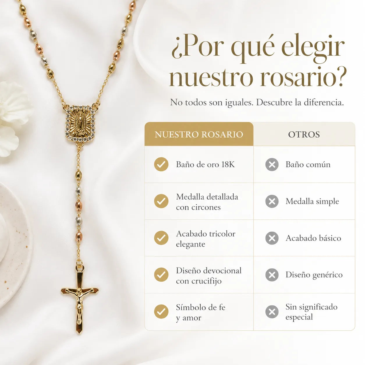 rosario virgen y cruz 3 oros