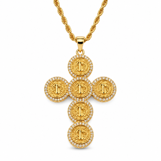 Collar Premiun San benito baño oro 18k