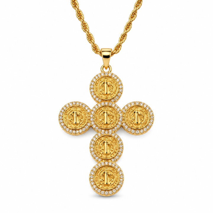 Collar Premiun San benito baño oro 18k