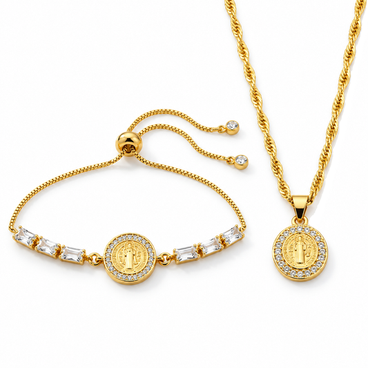 Combo Piedras Preciosas En Baño Oro 18K