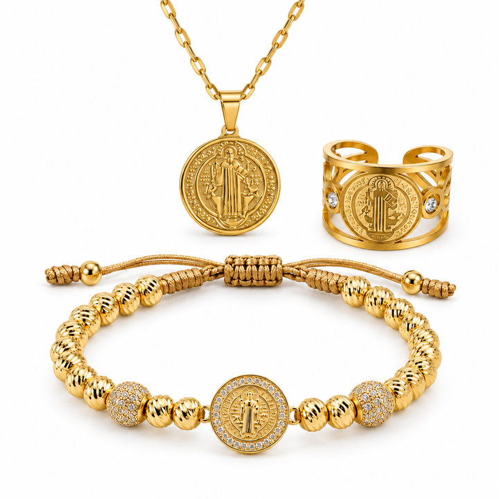 Combo San Benito Baño de oro 18k