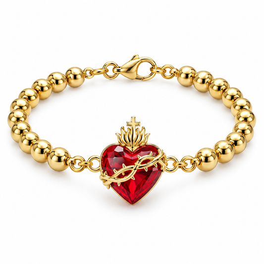 Pulsera Sagrado Corazón Baño en Oro 18K